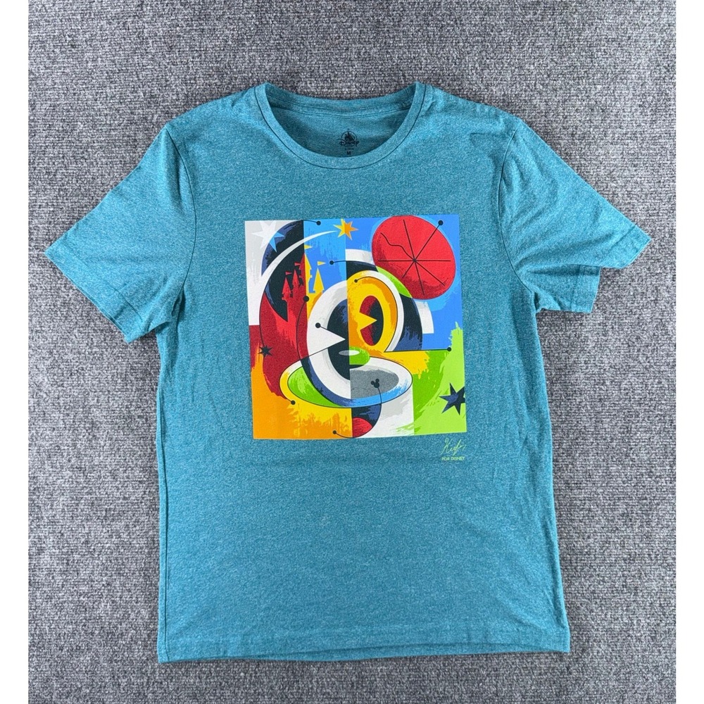 Disney Parks Kif for Disney Mickey Mouse Abstract Graphic T-Shirt Teal Mens M